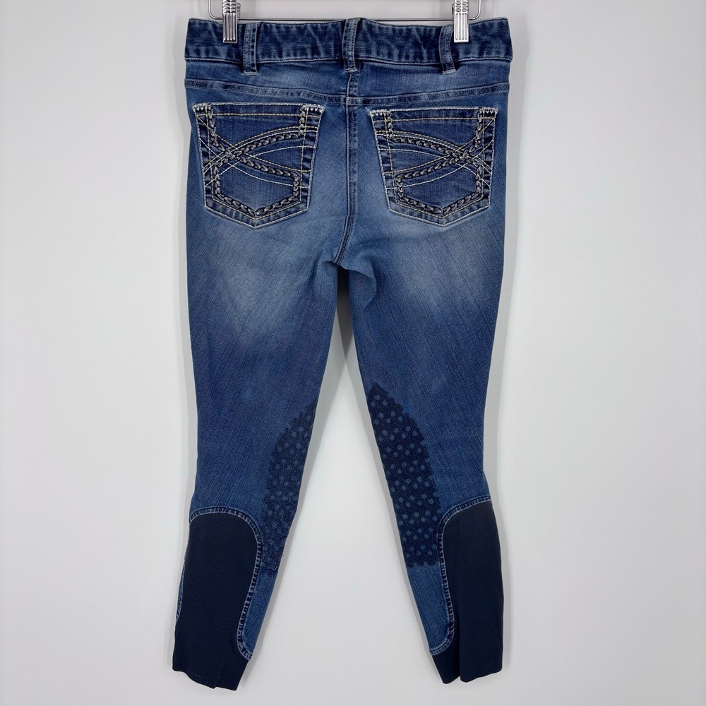 Ariat Denim Knee Patch Breeches Womens 26R Riding Pants Equestrian Blue Stretch - Picture 4 of 8